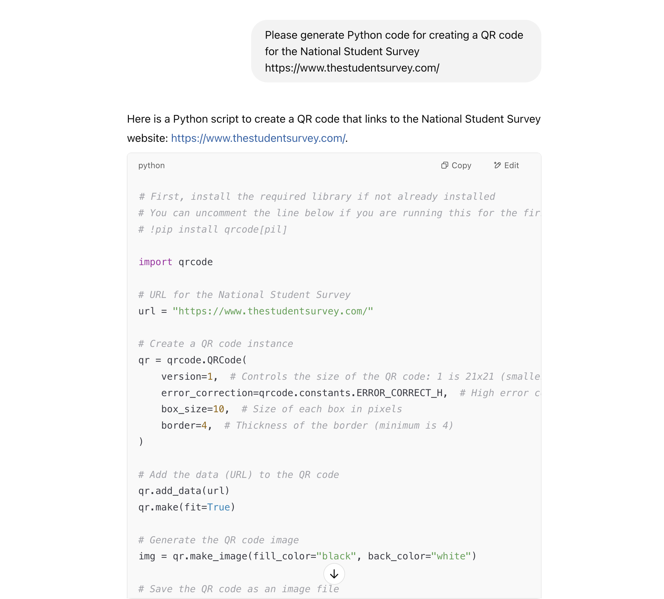 Coding Assistance Example